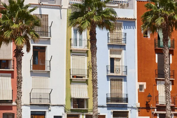 Традиционная Средиземноморская Деревня Villajoyosa Красочные Фасады Аликанте Испания — стоковое фото