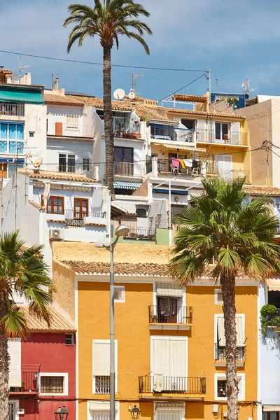 Pueblo Mediterráneo Tradicional Villajoyosa Fachadas Coloridas Alicante España —  Fotos de Stock