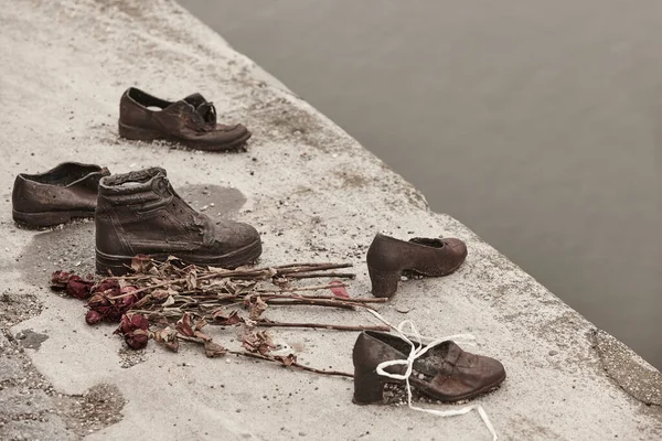 Budapests Judeskor Donau Flodbanken Andra Världskriget — Stockfoto