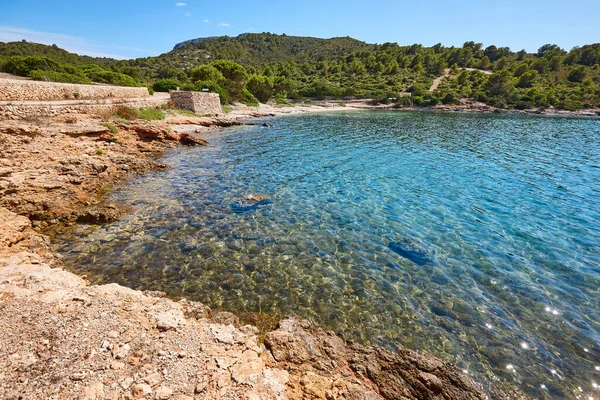 Cabrera Adası Kıyı Şeridindeki Turkuaz Sular Balear Adaları Spanya — Stok fotoğraf