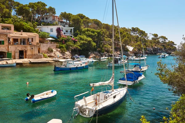 Mallorca 'daki Akdeniz kıyısı. Figuera Koyu. Turkuaz sular. İspanya