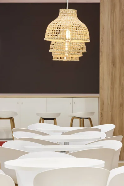 Interior Decoração Moderna Restaurante Minimalismo Mobiliário Branco Moda — Fotografia de Stock