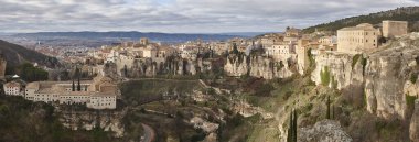 Cuenca panoramik manzara. Rey 'in bakış açısı. Castilla La Mancha. İspanya