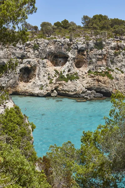 Mallorca Turkuaz Sular Pilota Koyu Akdeniz Kıyı Şeridi Spanya — Stok fotoğraf