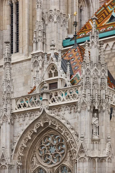 Neogotická Fasáda Katedrály Matyáše Budapešti Maďarsko — Stock fotografie