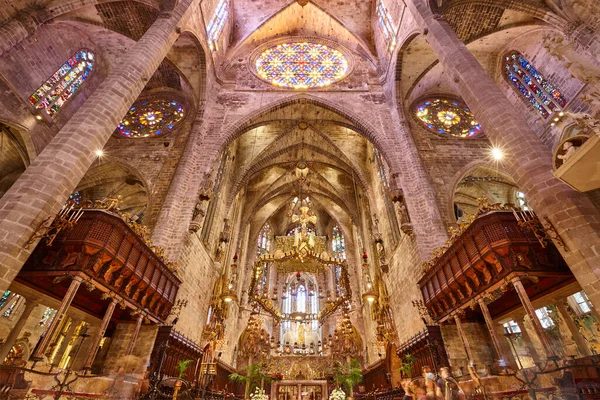 Palma Mallorcas Katedral Och Rosenfönster Spaniens Kulturarv — Stockfoto