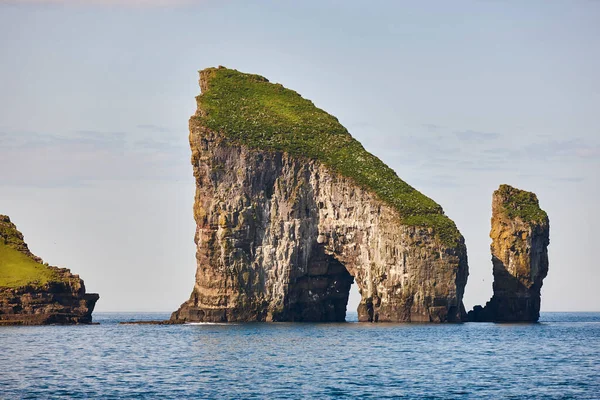 Faroe Islands Coastline Landscape Vagar Island Sunny Day — Stock Photo, Image