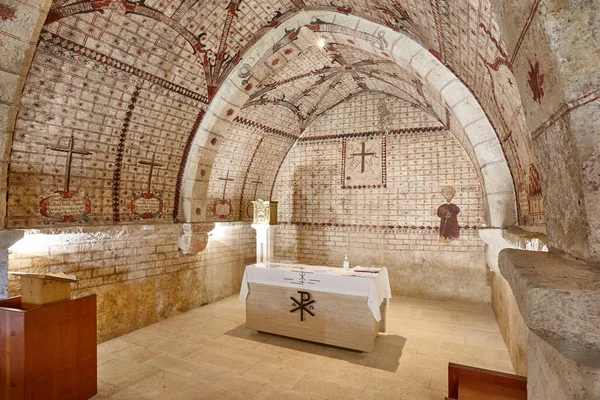 Rebuilding Antique Chapel Interior Nuestra Senora Riano Spain — Foto de Stock