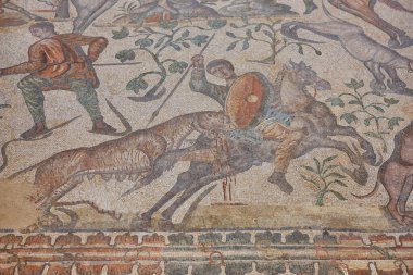 La Olmeda Roma köyündeki Roma mozaik fayansları. Palencia, İspanya