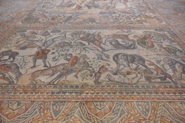 La Olmeda Roma köyündeki Roma mozaik fayansları. Palencia, İspanya