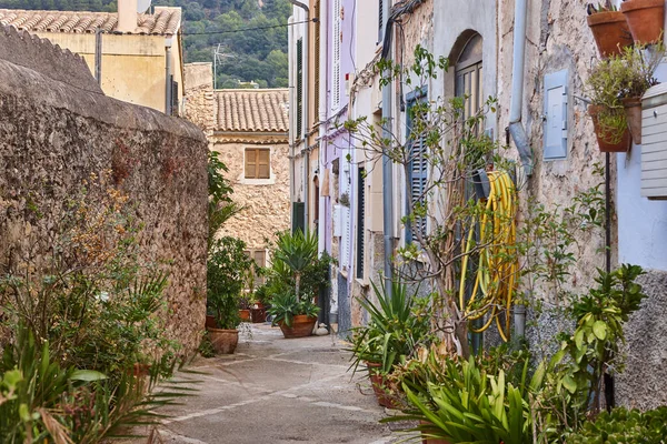 Malebná Kamenná Ulice Ostrově Mallorca Vesnice Bunyola Baleares — Stock fotografie