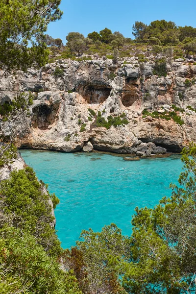 Mallorca Turkuaz Sular Pilota Koyu Akdeniz Kıyı Şeridi Spanya — Stok fotoğraf