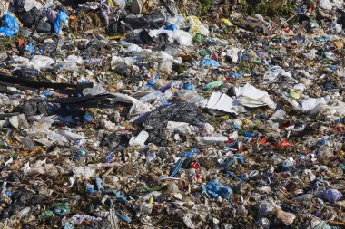 Açık hava çöplüğü. Plastik kirliliği. Çöpleri geri dönüştürüyorum. Tüketim
