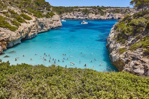 Mallorca Turkuaz Sular Moro Plajı Akdeniz Kıyı Şeridi Spanya — Stok fotoğraf