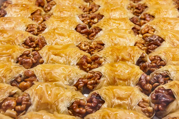 Traditional turkish sweet honey desserts. Oriental food. Baklawa