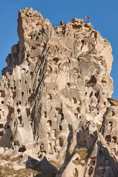 Ancient Stone Houses Caves Usichar Fortress Village Cappadocia Turkey — Stockfoto