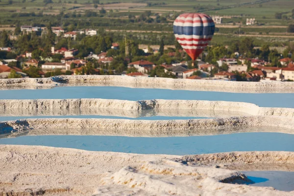 Pamukkale White Mineral Limestone Natural Pools Geology Landmark Turkey — Zdjęcie stockowe