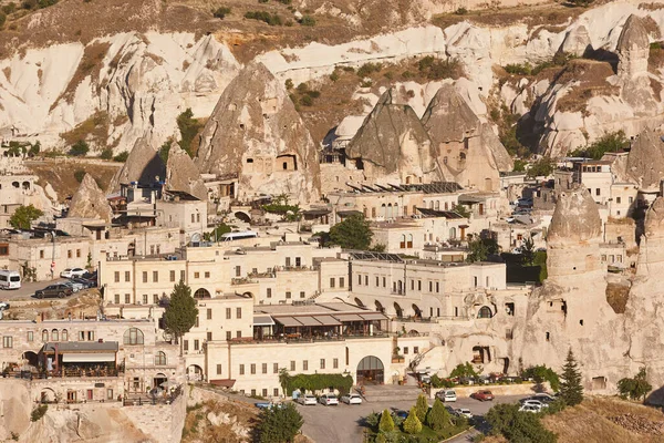 Picturesque city with rock chimneys in Cappadocia. Goreme, Turkey