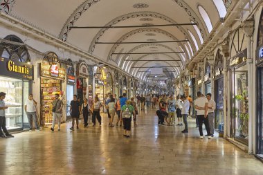 Traditional Grand Bazaar passage in Istanbul city center. Turkey