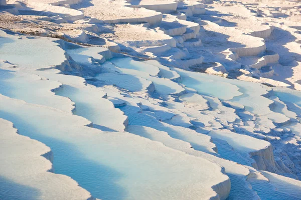 Pamukkale White Mineral Limestone Natural Pool Geology Landmark Turkey — Stok fotoğraf