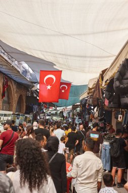 Grand bazaar in Izmir city center. Multicolor market place. Turkey