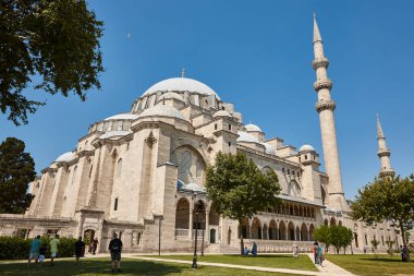 Minareli eski tarihi camii Süleyman. İstanbul dönüm noktası, Türkiye