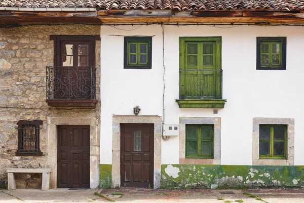 Houses Facades Cares Route Maria Valdeon Village Castilla Leon Spain — Stock Photo, Image