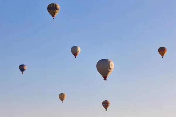 Spectacular Balloons Flying Sunrise Goreme Valley Cappadocia Turkey — Stock Fotó