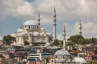 Süleyman Camii. İstanbul 'da kubbeler ve minareler. Türk simgesi 