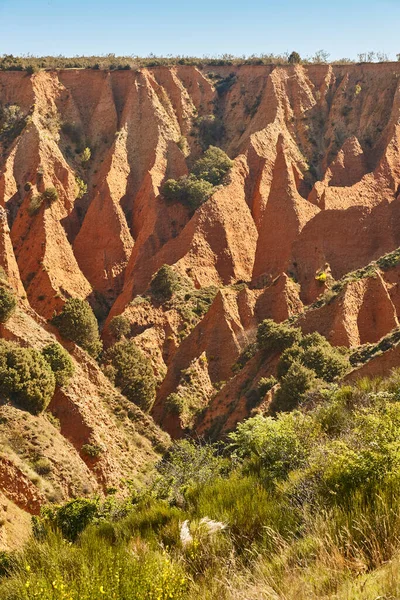 Badlands Mountain Valley Eroded Landscape Las Carcavas Guadalajara Spain — Stok fotoğraf