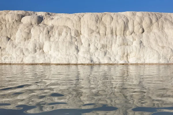 Pamukkale White Mineral Limestone Natural Pool Geology Landmark Turkey — Stockfoto