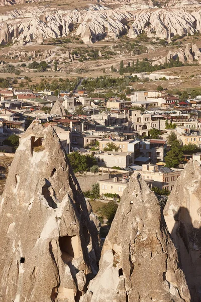 Picturesque city with rock chimneys in Cappadocia. Goreme, Turkey