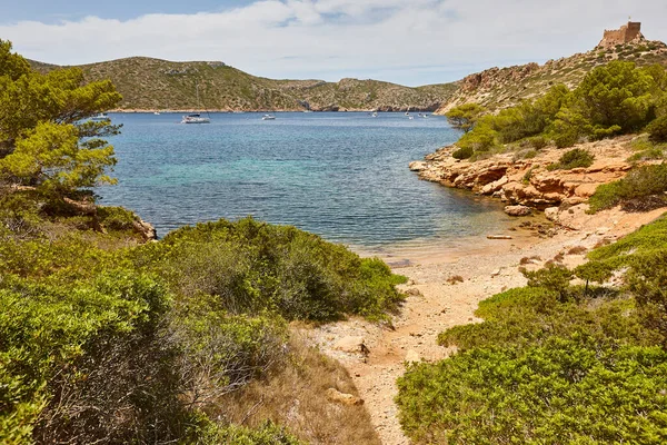 Turkoois Water Cabrera Eiland Baai Landschap Balearen Spanje — Stockfoto