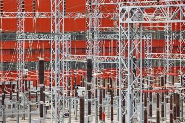 Enerji üretim fabrikası. Elektrik jeneratörü. Yenilenebilir enerji. Küresel sıcaklık