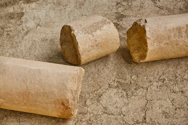 Broken Columns Archaeological Site Olmeda Village Palencia Spain — Stock Photo, Image