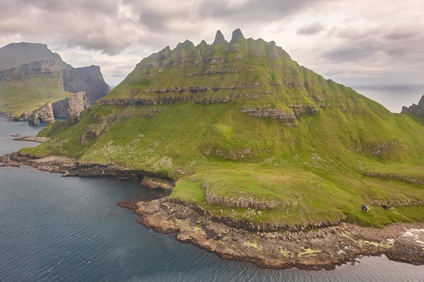 Faroe Islands Dramatic Coastline Viewed Helicopter Vagar Area — Stock Photo, Image