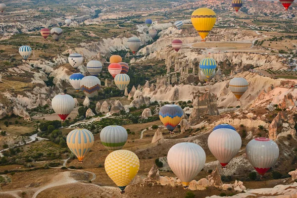 Balloons Rose Valley Cappadocia Spectacular Flight Goreme Turkey — Stock Photo, Image