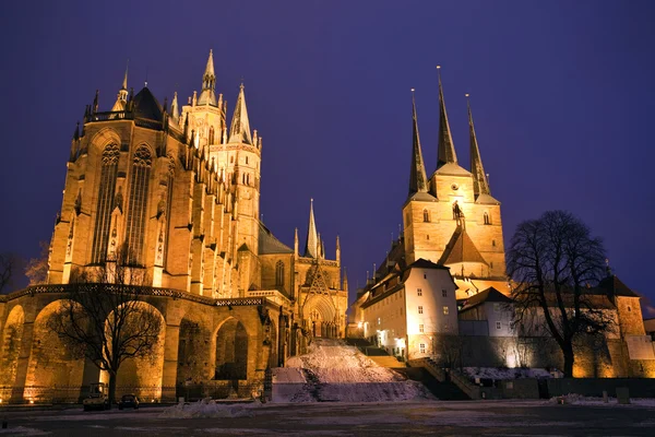 Erfurter Dom bei Nacht — Stockfoto