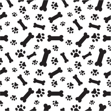 Dog bones and paws pattern clipart
