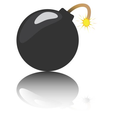 Cartoon bomb with reflection clipart