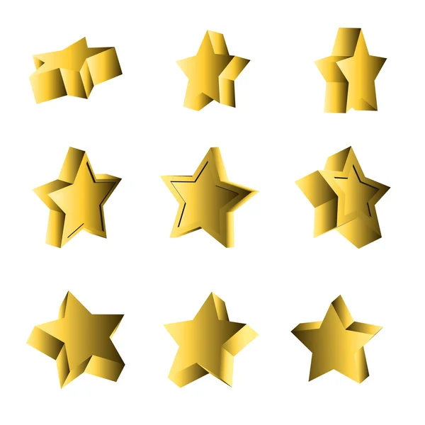 Conjunto de estrellas de aspecto 3d — Vector de stock
