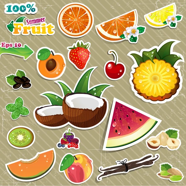 Set Fruit — Stock Vector