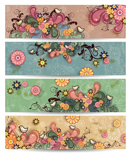 Banner floral envejecido — Archivo Imágenes Vectoriales