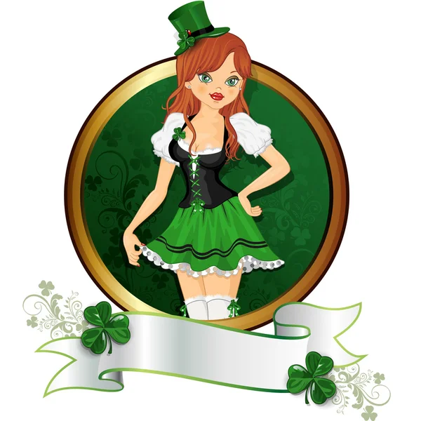 Ragazza San Patrizio s Day — Vettoriale Stock