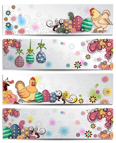 Easter floral banner white background — Stock Vector