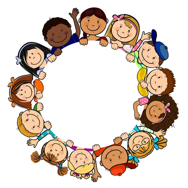 Children in Circle White Background — Stock Vector