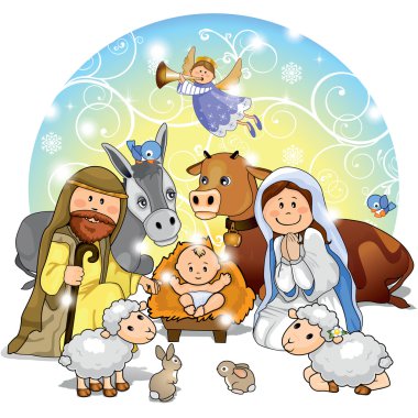 Crib and decorations clipart
