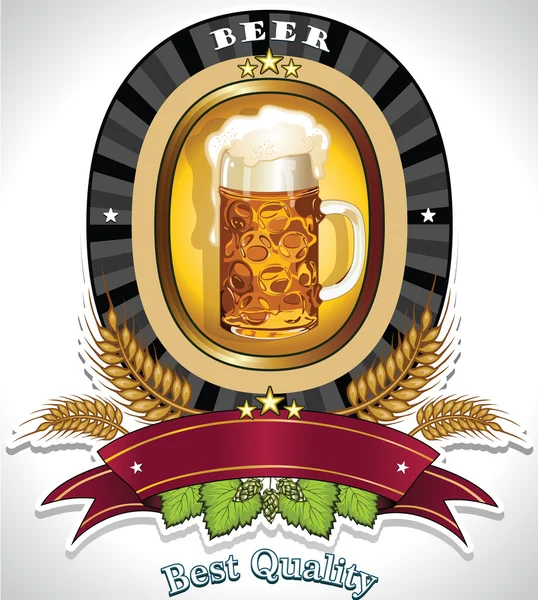 Oval beer label — Stock Vector