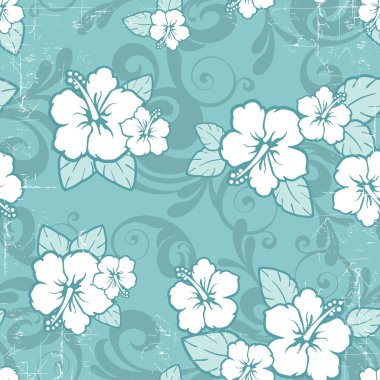 Seamless ibiscus vintage clipart