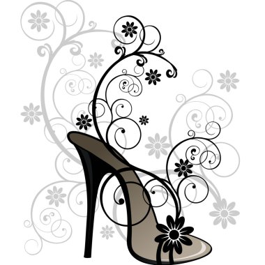 çiçek süslemeleri ile stilize siyah sandal